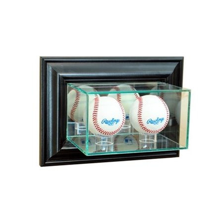 PERFECT CASES Perfect Cases WMDBBS-B Wall Mounted Double Baseball Display Case; Black WMDBBS-B